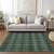 9' X 12' Olive Green And Charcoal Geometric Washable Indoor Outdoor Area Rug