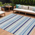 9' X 12' Blue Purple And Gray Striped Washable Indoor Outdoor Area Rug