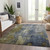 8' X 10' Khaki And Denim Blue Abstract Washable Indoor Outdoor Area Rug