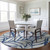8' Navy Blue And Beige Round Floral Washable Indoor Outdoor Area Rug