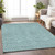 8' X 10' Teal Blue And Silver Geometric Washable Indoor Outdoor Area Rug - Teal Blue, Silver