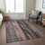 9' X 12' Blue Charcoal And Copper Botanical Leaves Washable Indoor Outdoor Area Rug