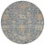 8' Denim Blue Brown And Beige Round Damask Washable Indoor Outdoor Area Rug