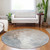 8' Rust And Gray Round Abstract Washable Indoor Outdoor Area Rug