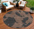 8' Chocolate And Charcoal Round Abstract Washable Indoor Outdoor Area Rug