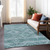 9' X 12' Teal Blue And Aqua Southwestern Washable Indoor Outdoor Area Rug