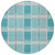 8' Teal Blue Gray And Ivory Round Plaid Washable Indoor Outdoor Area Rug