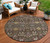 8' Chocolate Red And Gold Round Floral Washable Indoor Outdoor Area Rug
