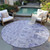 8' Lavender Purple And Gray Round Oriental Washable Indoor Outdoor Area Rug