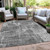 9' X 12' Gray And Charcoal Geometric Washable Indoor Outdoor Area Rug