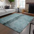 9' X 12' Teal Blue Aqua And Charcoal Abstract Washable Indoor Outdoor Area Rug