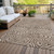 9' X 12' Brown And Beige Abstract Washable Indoor Outdoor Area Rug Transitional Style - Brown, Beige Color