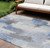 9' X 12' Denim Blue And Ivory Abstract Washable Indoor Outdoor Area Rug - Denim Blue, Ivory