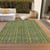 9' X 12' Olive Green And Lime Green Striped Washable Indoor Outdoor Area Rug