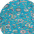 8' Teal Blue Ivory And Pink Round Floral Washable Indoor Outdoor Area Rug