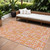 9' X 12' Orange Pink And Beige Abstract Washable Indoor Outdoor Area Rug