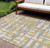 10' X 14' Gold Ivory And Gray Striped Washable Indoor Outdoor Area Rug