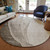 8' Taupe And Brown Round Abstract Washable Indoor Outdoor Area Rug