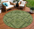8' Olive Green Fern Green And Artichoke Green Round Floral Washable Indoor Outdoor Area Rug