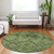 8' Olive Green Fern Green And Artichoke Green Round Floral Washable Indoor Outdoor Area Rug