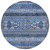 8' Navy Blue And Denim Blue Round Southwestern Washable Indoor Outdoor Area Rug