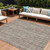 9' X 12' Brown And Ivory Striped Washable Indoor Outdoor Area Rug