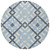 8' Sky Blue Navy Blue And Ivory Round Geometric Washable Indoor Outdoor Area Rug