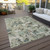 9' X 12' Beige Brown And Green Floral Washable Indoor Outdoor Area Rug