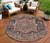 8' Charcoal Round Medallion Washable Indoor Outdoor Area Rug