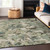 8' X 10' Beige Brown And Green Floral Washable Indoor Outdoor Area Rug