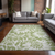 10' X 14' Green and Ivory Floral Washable Non Skid Indoor Outdoor Area Rug