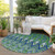 8' Green And Blue Round Southwestern Washable Indoor Outdoor Area Rug