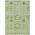 10' X 14' Artichoke Green Olive Green And Blue Floral Washable Indoor Outdoor Area Rug