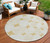 8' Gold And Beige Round Abstract Washable Indoor Outdoor Area Rug