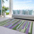 8' X 10' Moss Green Olive Green And Purple Striped Washable Indoor Outdoor Area Rug