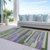 8' X 10' Moss Green Olive Green And Purple Striped Washable Indoor Outdoor Area Rug