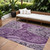 9' X 12' Purple And Charcoal Floral Medallion Washable Indoor Outdoor Area Rug