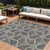 8' X 10' Charcoal And Gold Geometric Washable Indoor Outdoor Area Rug