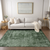 9' X 12' Emerald Abstract Washable Non Skid Indoor Outdoor Area Rug