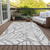 10' X 14' Gray And Silver Floral Washable Indoor Outdoor Area Rug