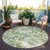 8' Round Green and Ivory Round Floral Washable Non Skid Indoor Outdoor Area Rug