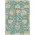 9' X 12' Teal Blue Ivory And Green Floral Washable Indoor Outdoor Area Rug