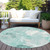 8' Teal Blue And Ivory Round Floral Washable Indoor Outdoor Area Rug - Teal Blue, Ivory