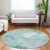8' Teal Blue And Ivory Round Floral Washable Indoor Outdoor Area Rug - 880016548037