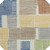 8' Beige Gold And Blue Round Geometric Washable Indoor Outdoor Area Rug