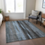 10' X 14' Blue Gray And Charcoal Botanical Leaves Washable Indoor Outdoor Area Rug