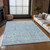 8' X 10' Sky Blue And Denim Blue Floral Washable Indoor Outdoor Area Rug