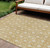 9' X 12' Gold And Ivory Geometric Washable Indoor Outdoor Area Rug - 608219283964