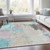 9' X 12' Teal Blue And Beige Abstract Washable Indoor Outdoor Area Rug