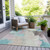 9' X 12' Teal Blue And Beige Abstract Washable Indoor Outdoor Area Rug